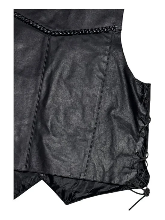 HOT LEATHERS Braided Leather Retro Motorcycle Biker Casual Riding Vest Mens 2XL - Picture 7 of 7